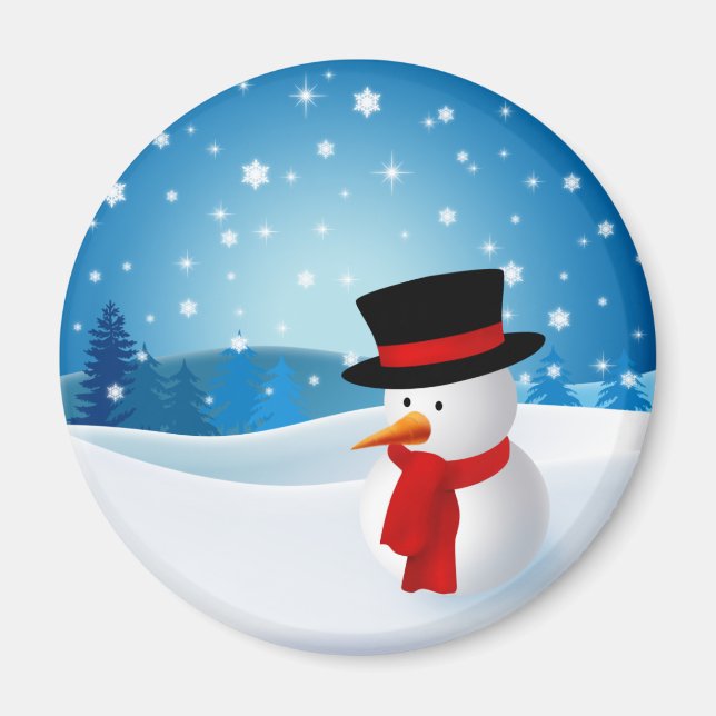 Cute Snögubbe Magnet (Framsidan)