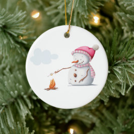 Cute Snögubbe Marshmallow God jul Julgransprydnad Keramik