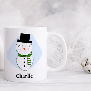 Cute Snögubbe med Grönt Scarf jul Mugg