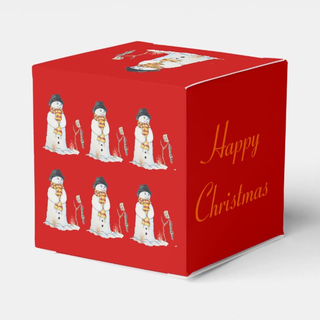 Cute snögubbe med julklapp presentaskar (Baksidan Sidan)