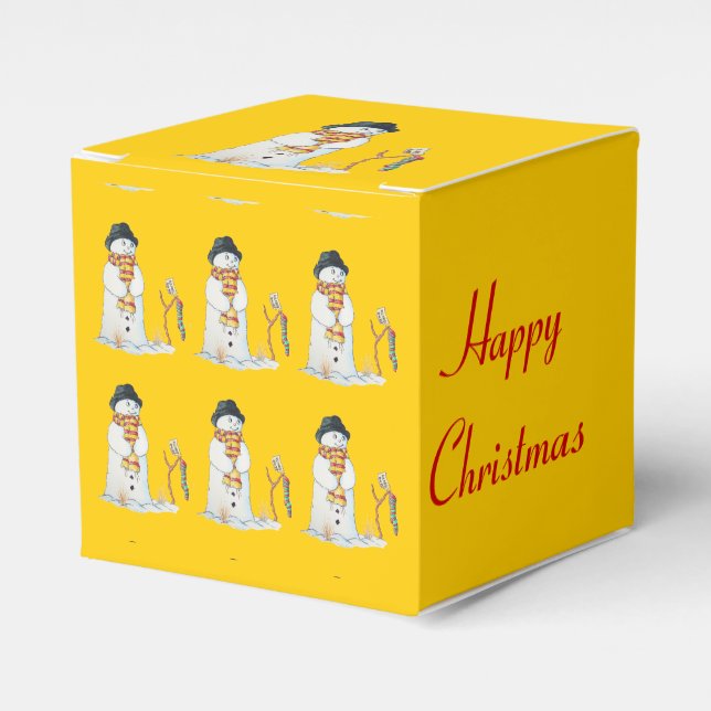 Cute snögubbe med julklapp presentaskar (Framsidan Sidan)