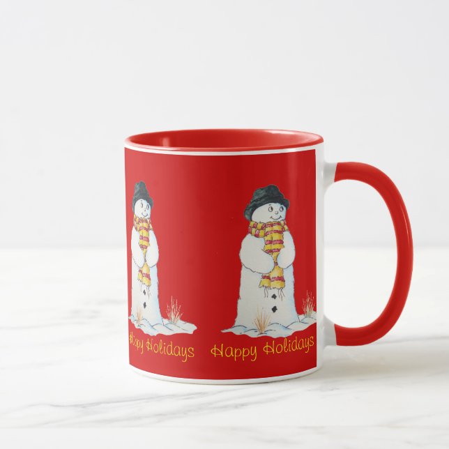 Cute snögubbe med notering om Santa vid christmas Mugg (Höger)