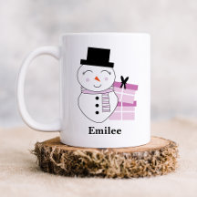 Cute Snögubbe med Rosa Julklapp