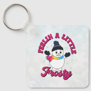 Cute Snögubbe med scarf i Pansexual Flagga Färg Nyckelring