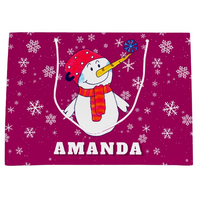 Cute Snögubbe med Snöflingor Kids jul (Framsidan)