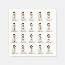 Cute snögubbe med svart hatt, julstrumpor pappersservett