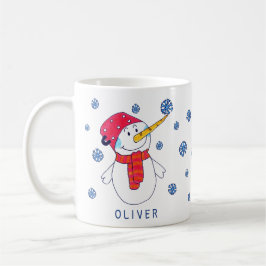 Cute Snögubbe med Teckning Kids med snöflingor Kaffemugg
