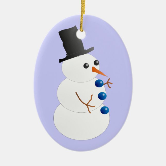 Cute Snögubbe med tophat Ceramic Ornament (Framsidan)