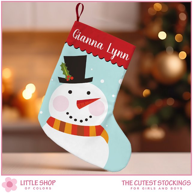 Cute Snögubbe Monogram Kids Liten Julstrumpa (Skapare uppladdad)