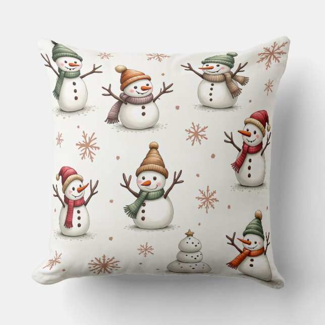 Cute Snögubbe Mönster Cushion Kudde (Framsida)