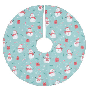 Cute Snögubbe Mönster Julgransmatta Borstad Polyester