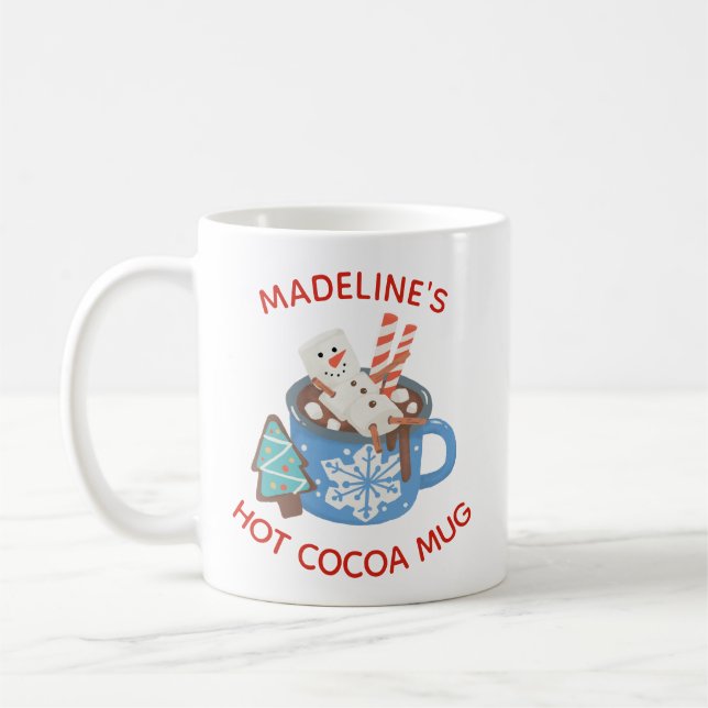 Cute Snögubbe Namn Hett Kakao Kaffemugg (Vänster)