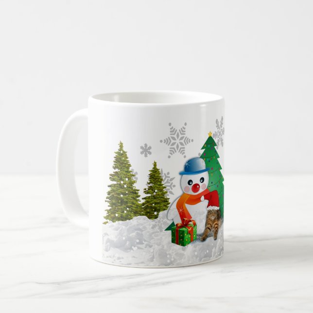 Cute Snögubbe och Julgran Coffee Mugg (Framsida vänster)