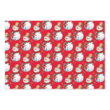 Cute Snögubbe och Julgran Watercolor Mönster