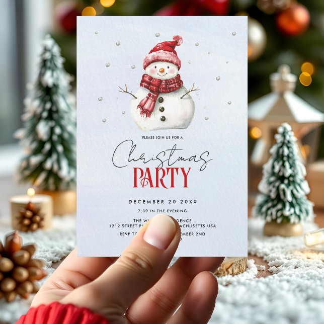Cute snögubbe och snö jul party inbjudningar (Skapare uppladdad)