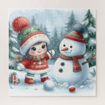 Cute Snögubbe och vänner