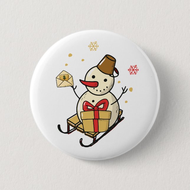 Cute Snögubbe på en slö Knapp (Framsida)