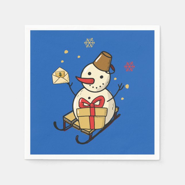Cute Snögubbe på en slö Pappersservett (Framsidan)