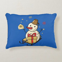 Cute Snögubbe på en slö Prydnadskudde