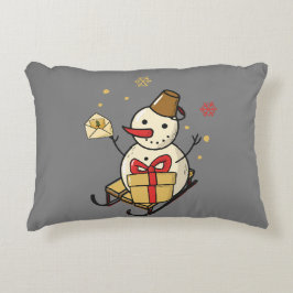 Cute Snögubbe på en slö Prydnadskudde