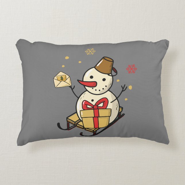 Cute Snögubbe på en slö Prydnadskudde (Framsidan)