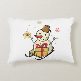 Cute Snögubbe på en slö Prydnadskudde