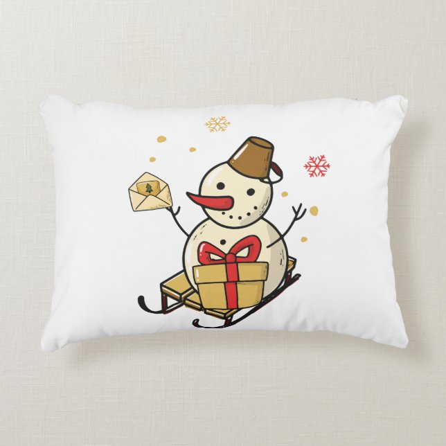 Cute Snögubbe på en slö Prydnadskudde (Framsidan)