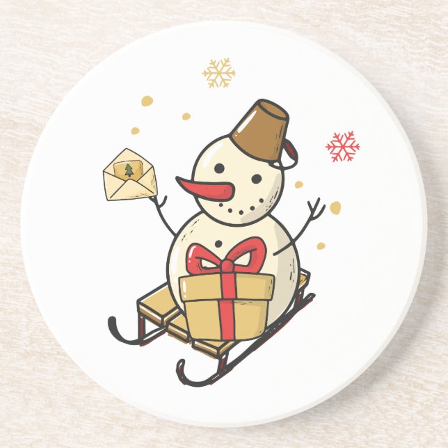 Cute Snögubbe på en slö Underlägg (Framsidan)