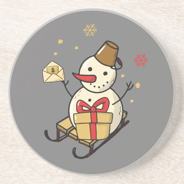 Cute Snögubbe på en slö Underlägg (Framsidan)