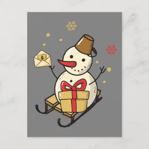 Cute Snögubbe på en slö Vykort