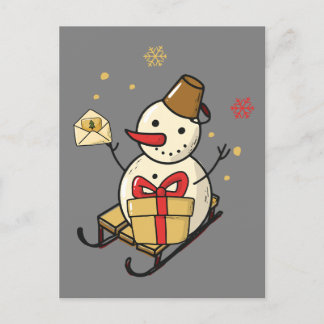 Cute Snögubbe på en slö Vykort
