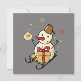 Cute Snögubbe på ett enkelt plattkort