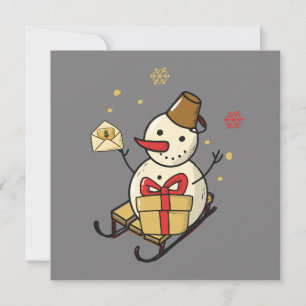 Cute Snögubbe på ett enkelt plattkort