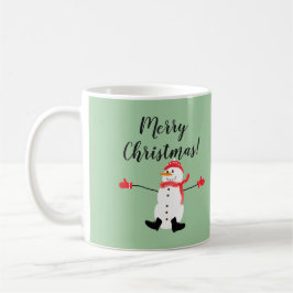 Cute Snögubbe på Sage Grönt God jul Kaffemugg