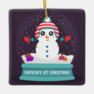 Cute Snögubbe Personlig Baby Första jul Julgransprydnad Keramik
