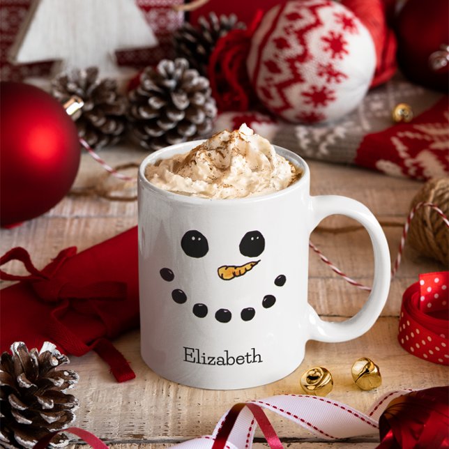 Cute Snögubbe Personlig Namn Anpassningsbar jul Mugg (Skapare uppladdad)