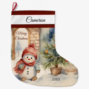 Cute Snögubbe Personlig Stor Julstrumpa
