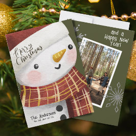 Cute Snögubbe Photo Snöflingor God jul Julkort