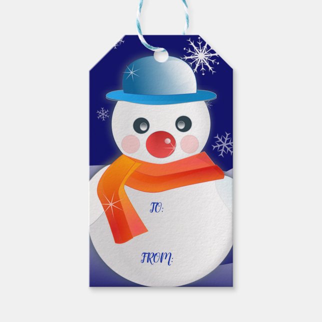 Cute Snögubbe Presentetikett (Framsidan)