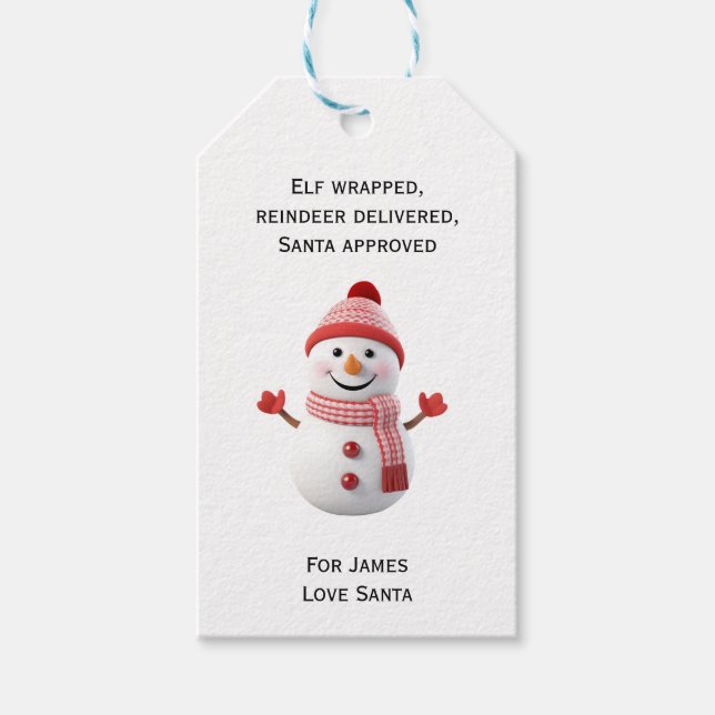 Cute Snögubbe Presentetikett (Framsidan)