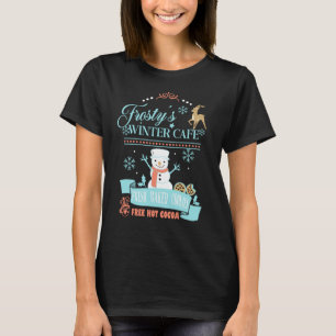 Cute Snögubbe Retro Winter Cafe T Shirt