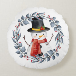 Cute Snögubbe Round Pillow Rund Kudde