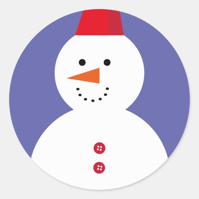Cute Snögubbe Runt Klistermärke (Framsida)
