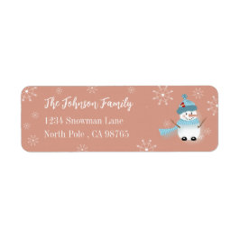 Cute Snögubbe Salmon Rosa Returetiketter Returadress Etikett