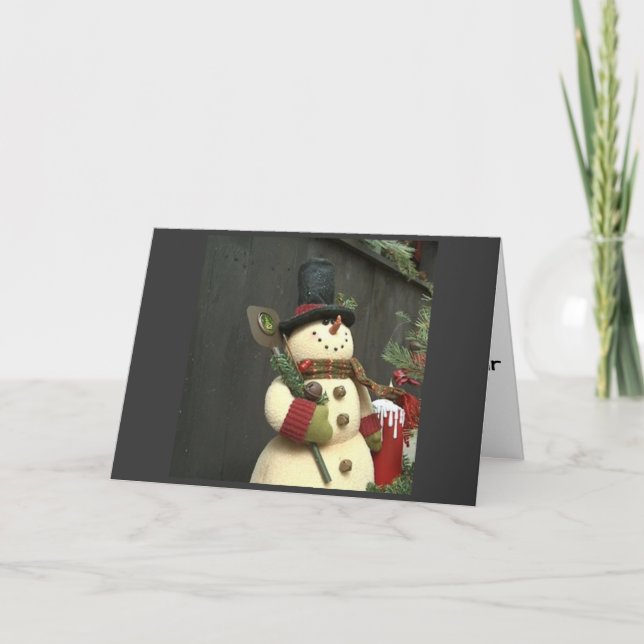 CUTE SNÖGUBBE SAYS GOD JUL/GOTT NYTT ÅR HELGKORT (Framsida)