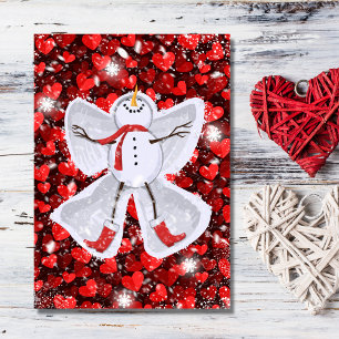 Cute Snögubbe Skapar en födelsedag i Snö Angel Kort