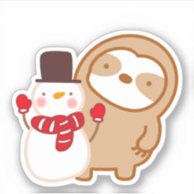 Cute Snögubbe Sloth Sticker