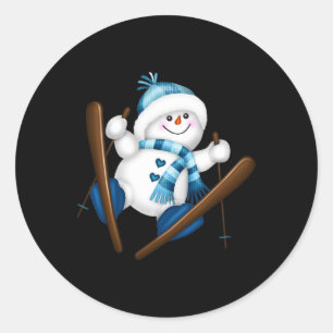 Cute Snögubbe Snowboarding Snowboarder jul Gi Runt Klistermärke