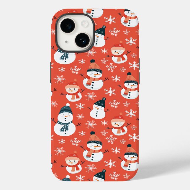 Cute Snögubbe Snowflake Seamless Mönster jul (Baksida)
