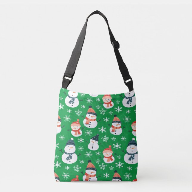 Cute Snögubbe Snowflake Seamless Mönster jul Axelväska (Framsida)